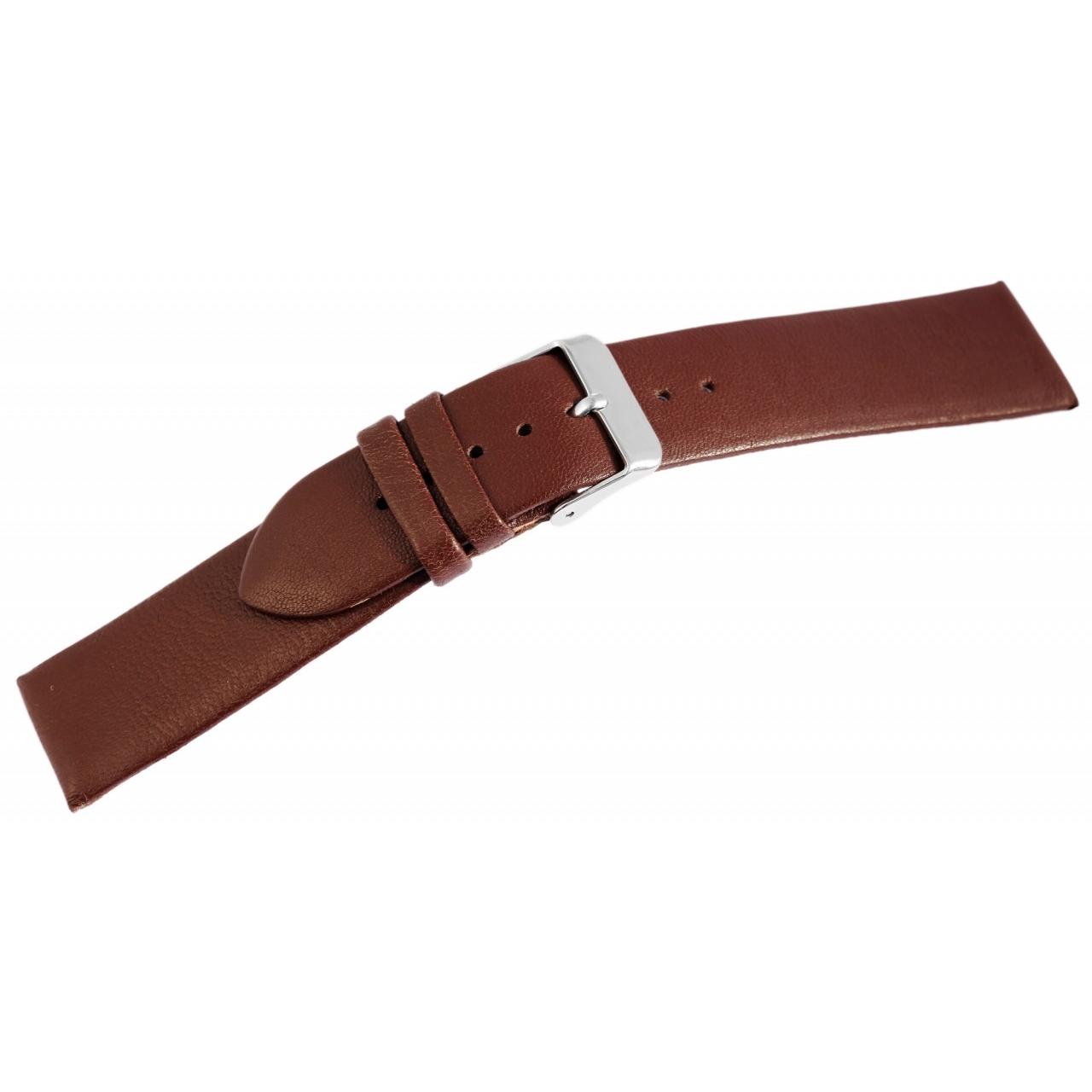Bracelete para Reloj em Pele Genuína Castanho 22 mm