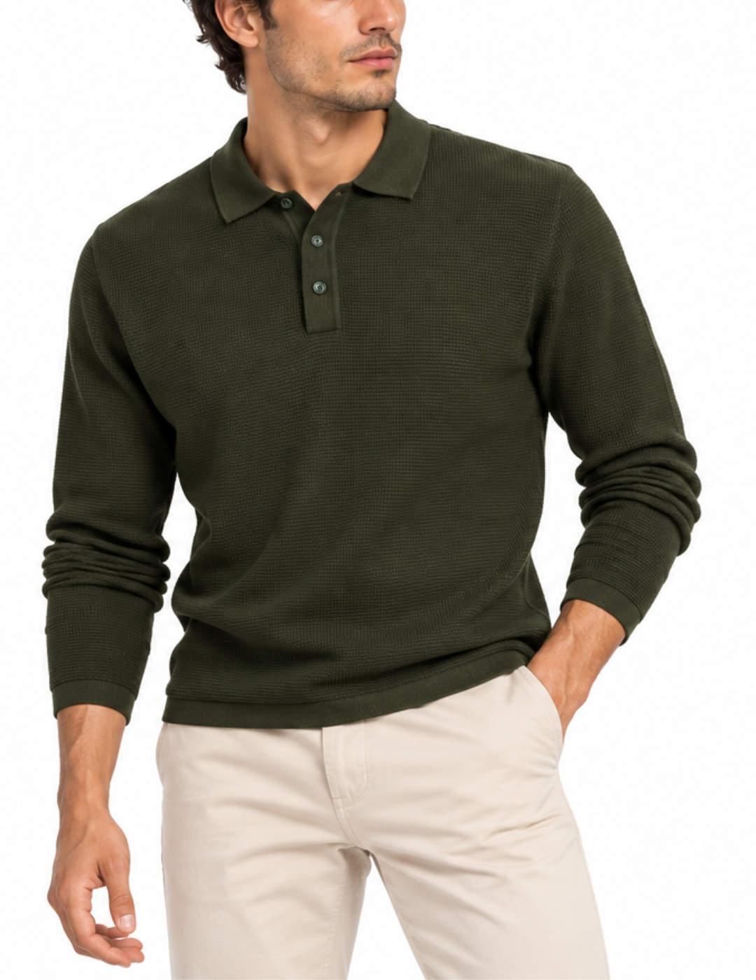 Jersey Jack&Jones Austin Polo verde manga larga de hombre