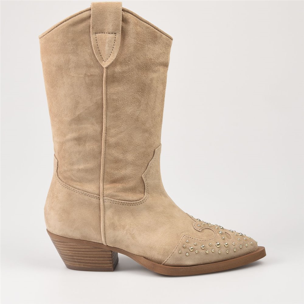 Elegantes botas para mujer fabricadas en piel Alpe Western 50021108 Arena - Color - Beige, Talla - 37