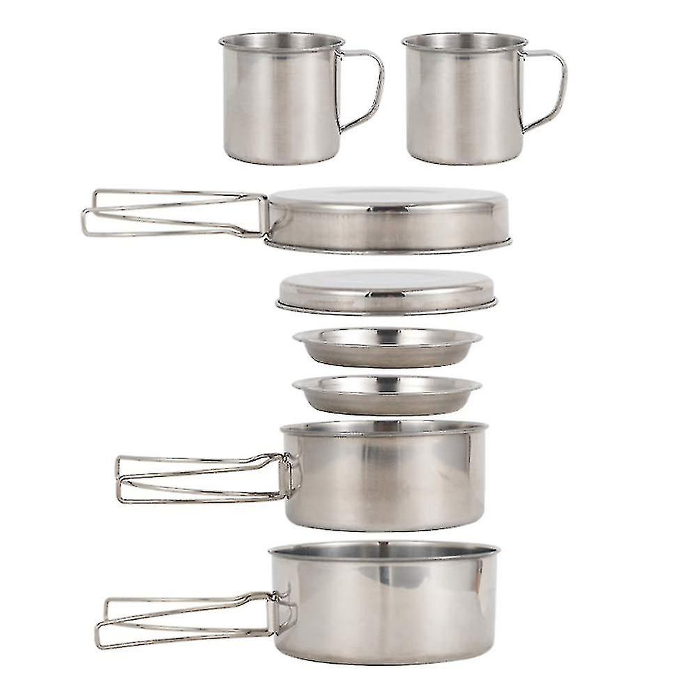 TK 8-Piece Stainless Steel Camping Cookware Set