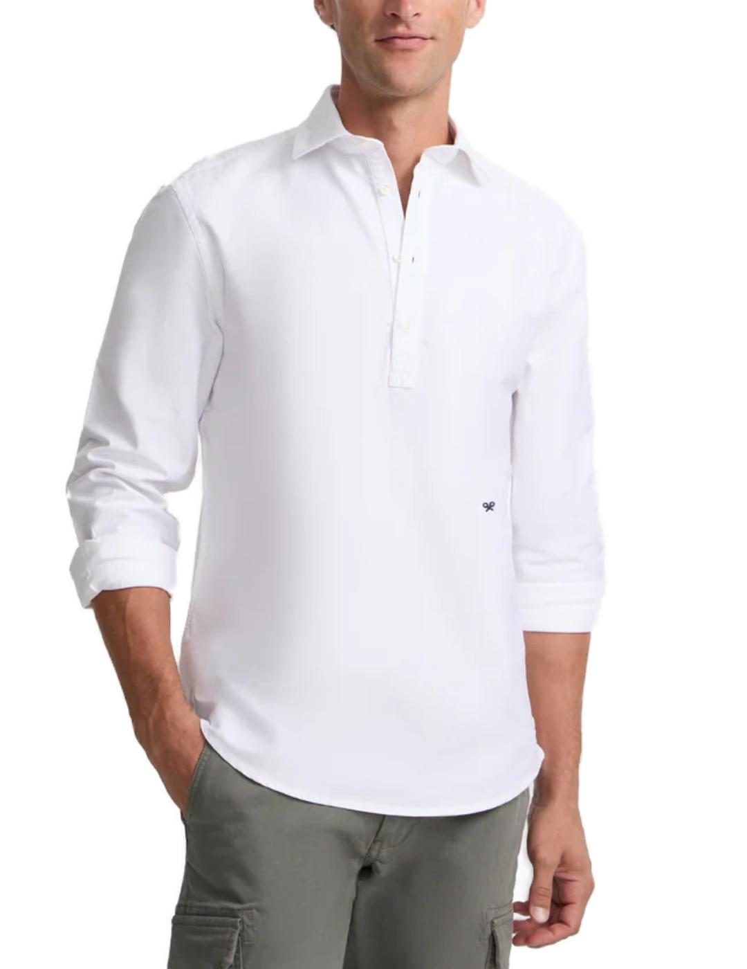 Camisa polera Silbon sport oxford blanca regular para hombre