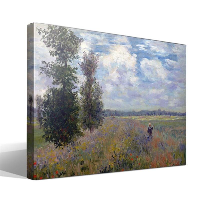 Cuadro Canvas Campo de Amapolas en Argenteuil de Oscar Claude Monet - Alta Resolución - Lienzo 100% Algodón - Bastidor de Madera 3x3cm - Calidad Superior