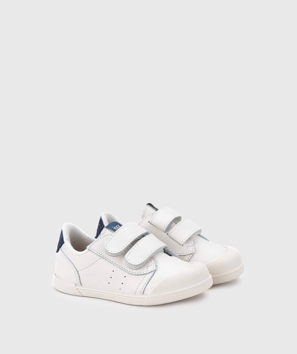 IGOR - Zapatillas deportivas barefoot Tennis W10325-050 para niño/niña, doble cierre de velcro, blanco y azul (jeans)