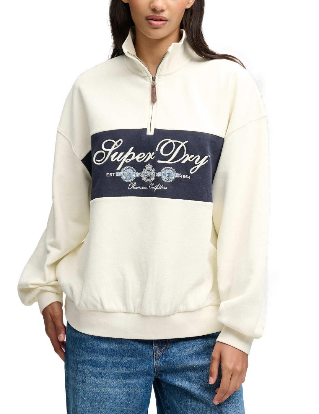 Sudadera Superdry Ornate crema sin capucha para mujer