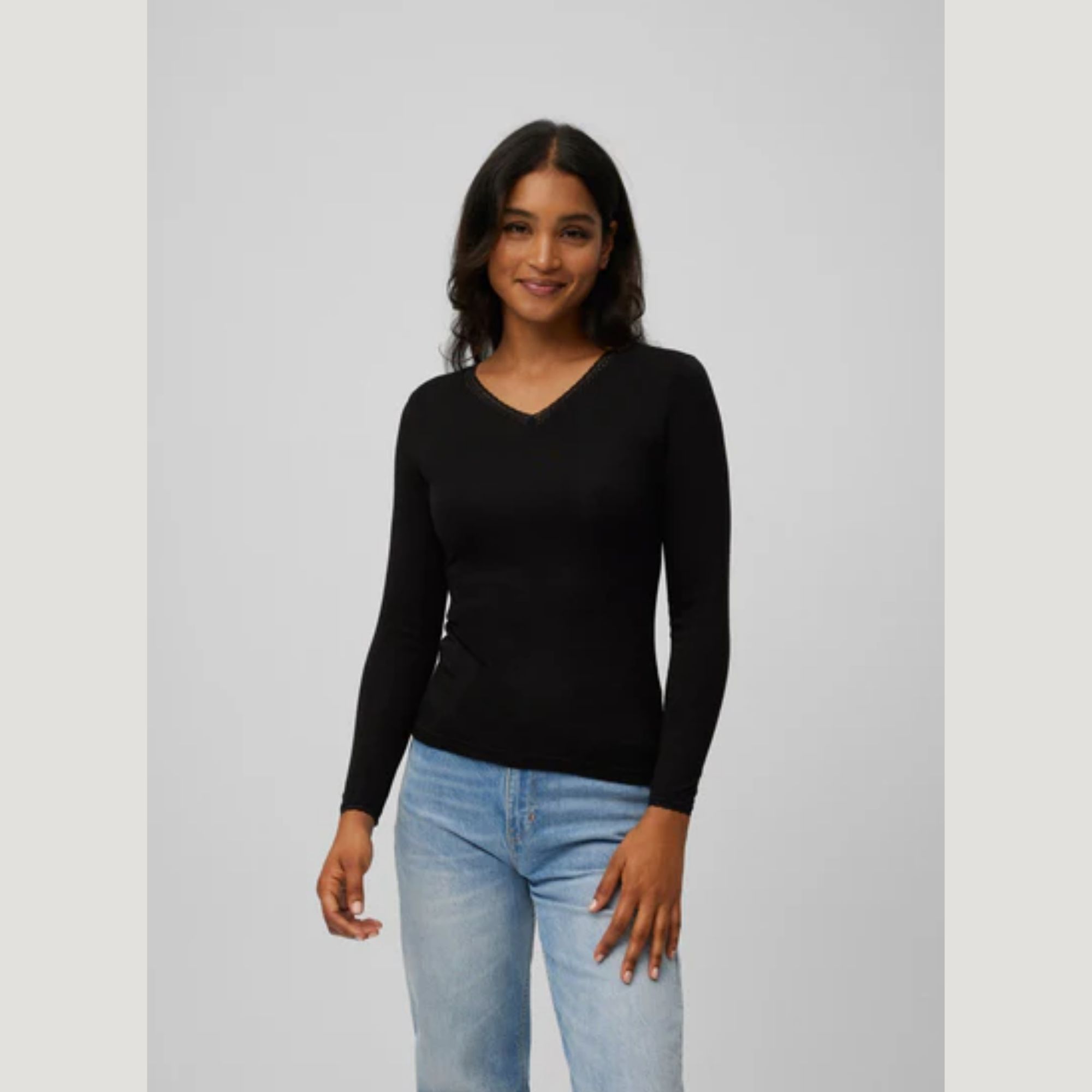 Ysabel Mora - TÉRMICO Camiseta control de temperatura detalle encaje manga larga negro