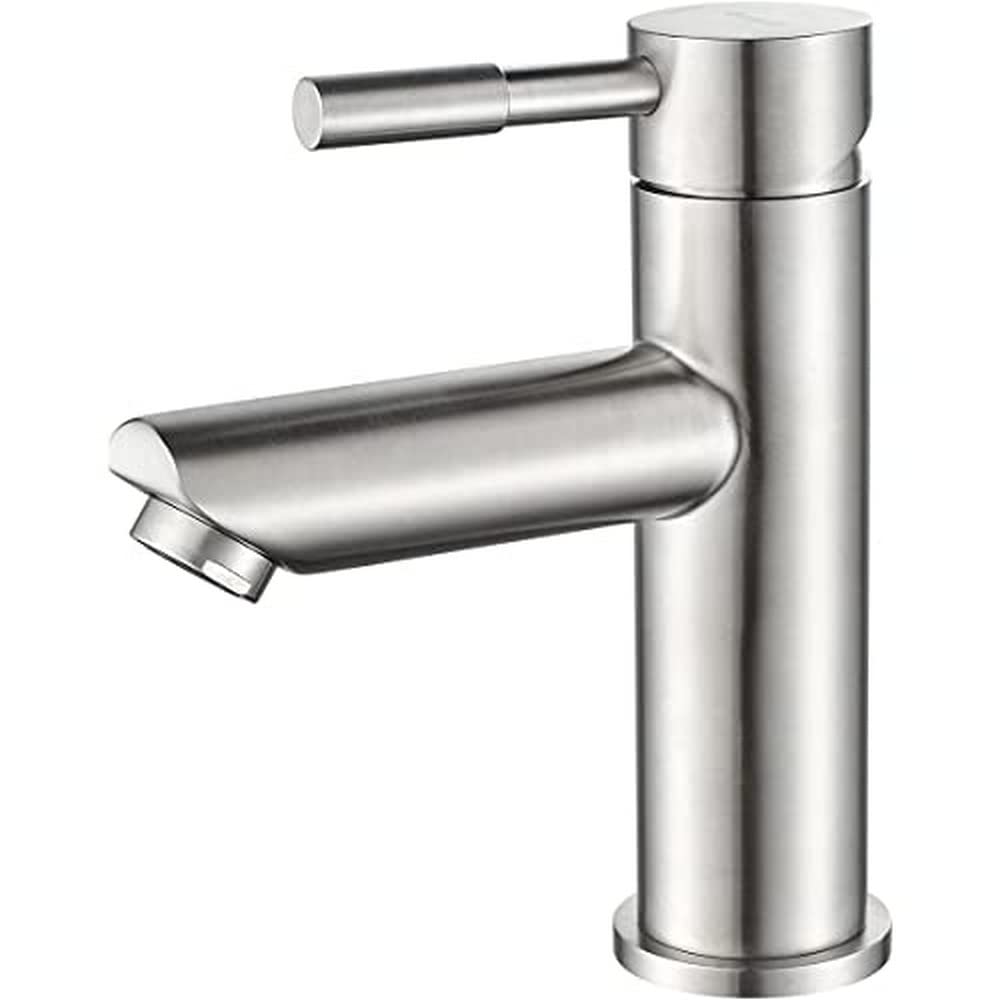 Grifo de Lavabo de Acero Inoxidable, Mezclador Monomando para Lavabo, Níquel Pulido, Mundo