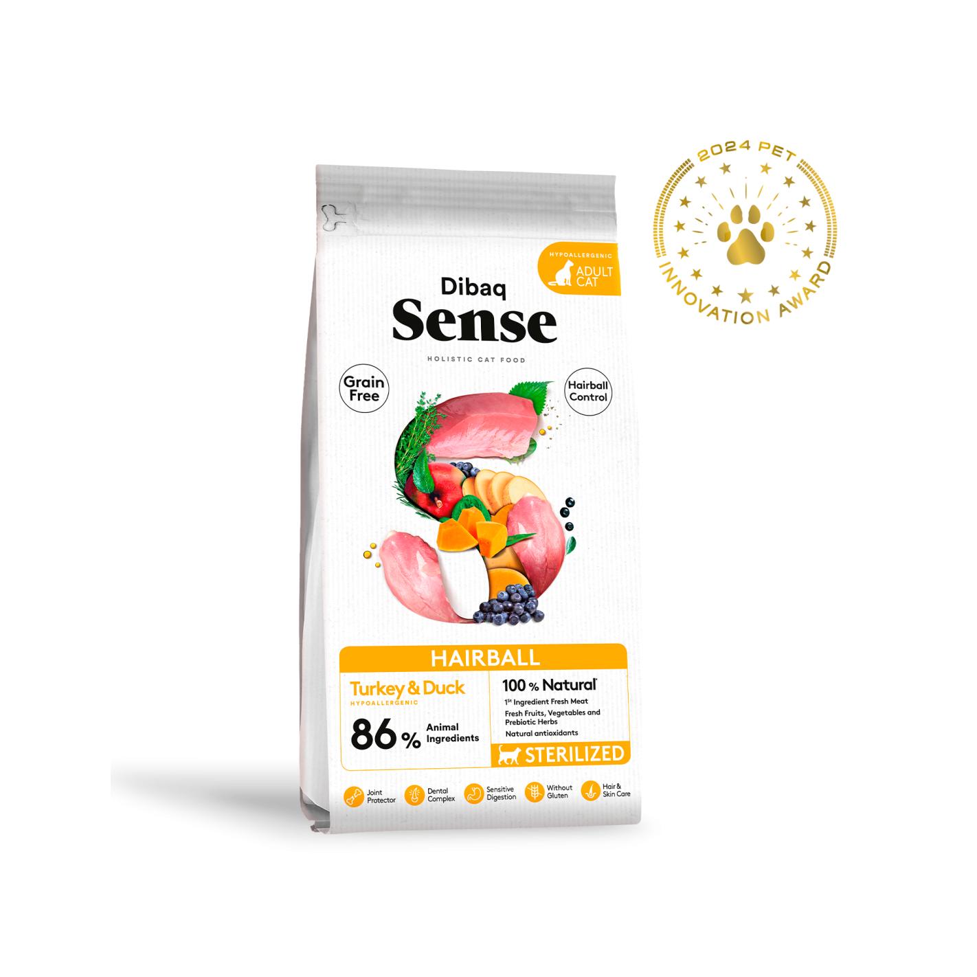 Dibaq Sense – Pienso para gatos adultos esterilizados Dibaq Sense Hairball Control pavo y pato 1,5 kg.