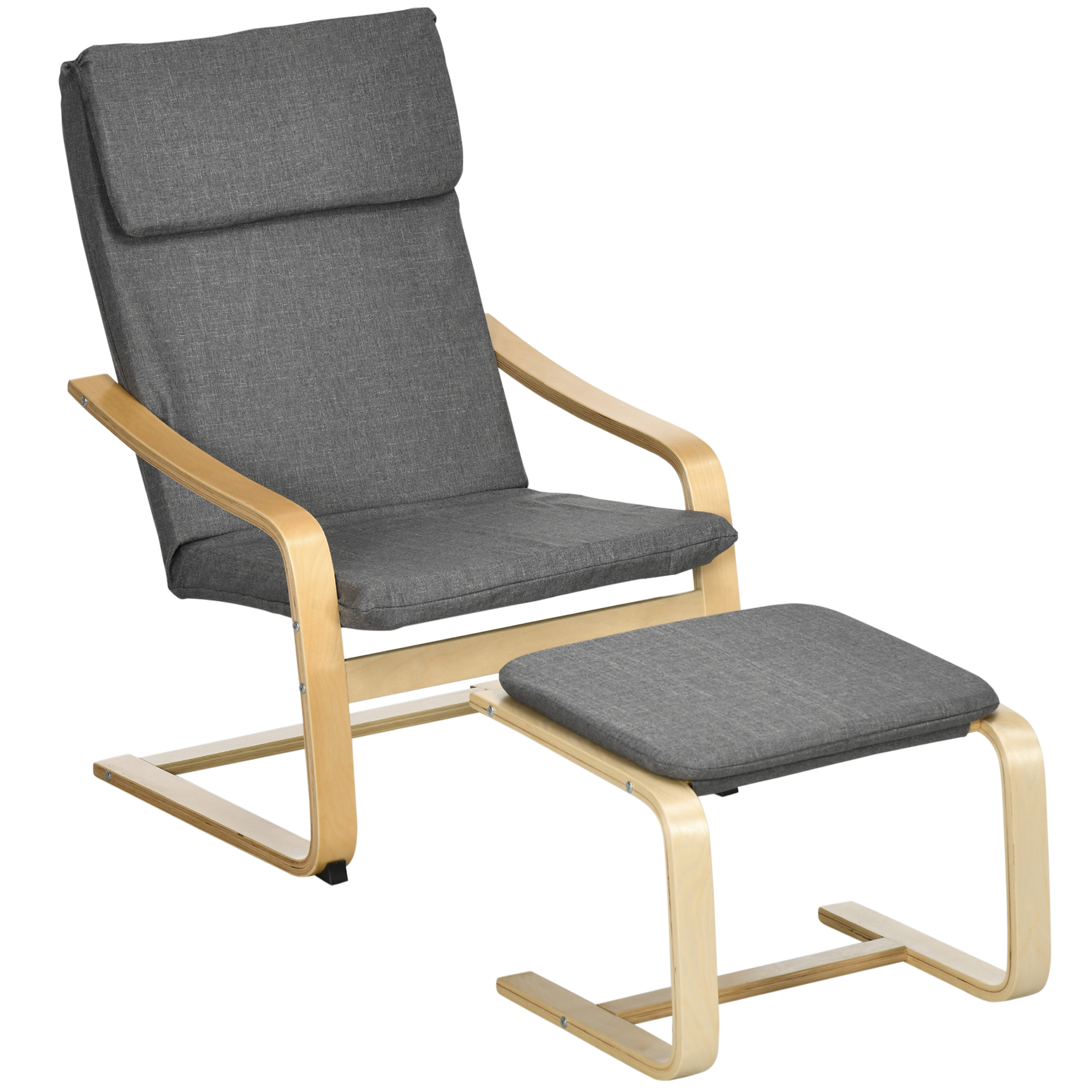 HOMCOM sillón relax con reposapiés, tranquilidadSillón con taburete, sillón de lectura, sillón de descanso con reposabrazos, sillón oscilante, silla de relajación con funda de lino para sala de estar, balcón, pasillo, 66,5 x 80 x 99 cm