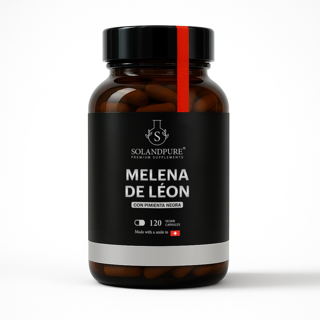 Melena de León 2000 mg – 120 Cápsulas Vegetales | Extracto de Lion's Mane (Hericium erinaceus) con Pimienta Negra | Calidad Solandpure®