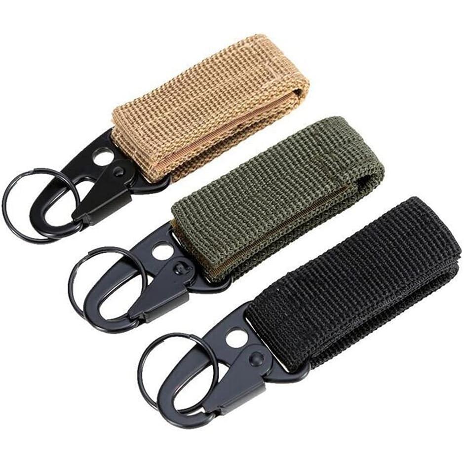 3 Piezas Mosqueton Tactico, Llaveros Tácticos, Hebilla Colgante Cinturón, Llavero Cinturón, 3 Colores, Portátil, Multifuncional, con Llavero, para Acampar Al Aire Libre, Senderismo, Montañismo
