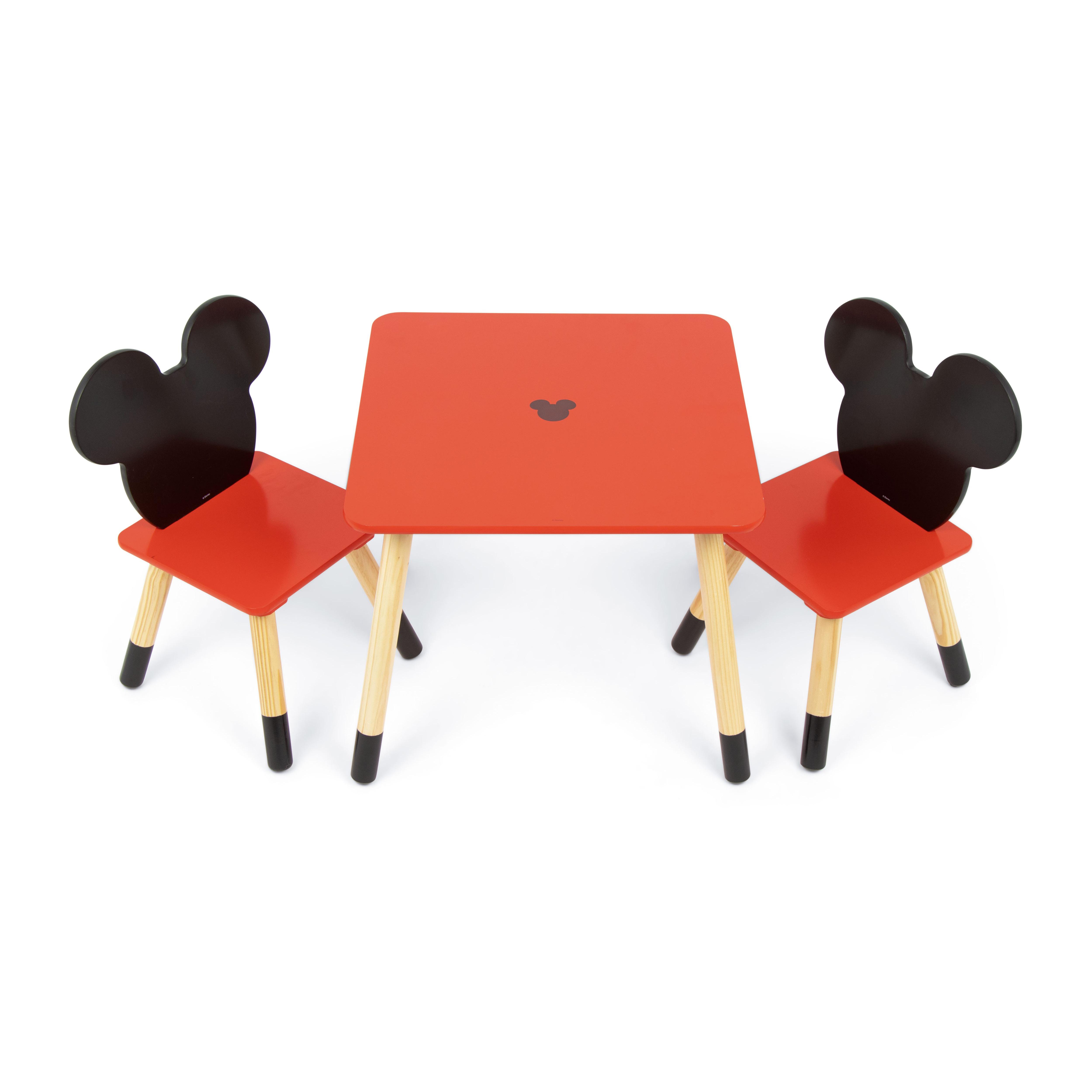 ARDITEX WD16731 Set de Mesa (50x50x44cm) y 2 Sillas (26.5x26.5x50cm) de madera de DISNEY-Mickey