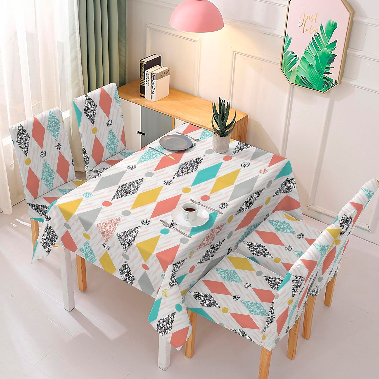 LD Morphling-Mantel Impermeable De 140x180cm Y 4 Fundas De Silla Dam,Mantel Impermeable De140x220 cm  6 Fundas De Silla Dam