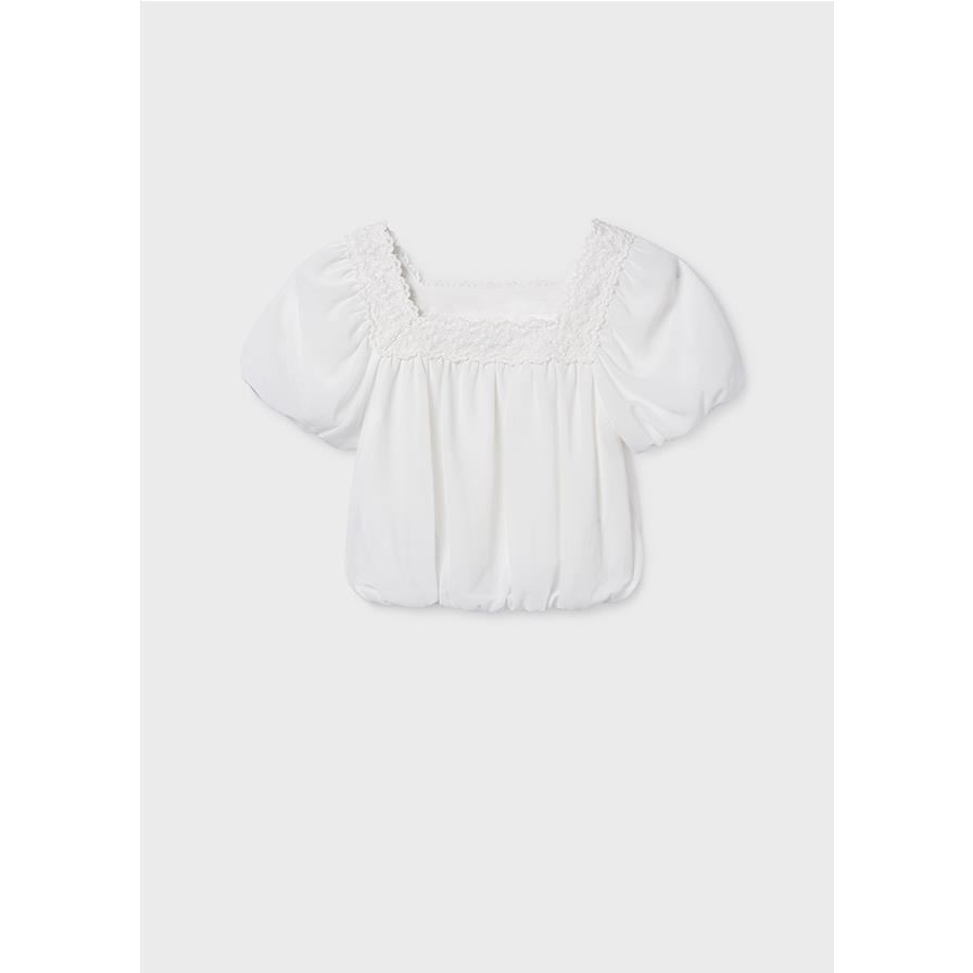 Mayoral - Blusa de gasa para niña, estilo elegante y cómodo, ideal para ocasiones diarias y festivas, color beige