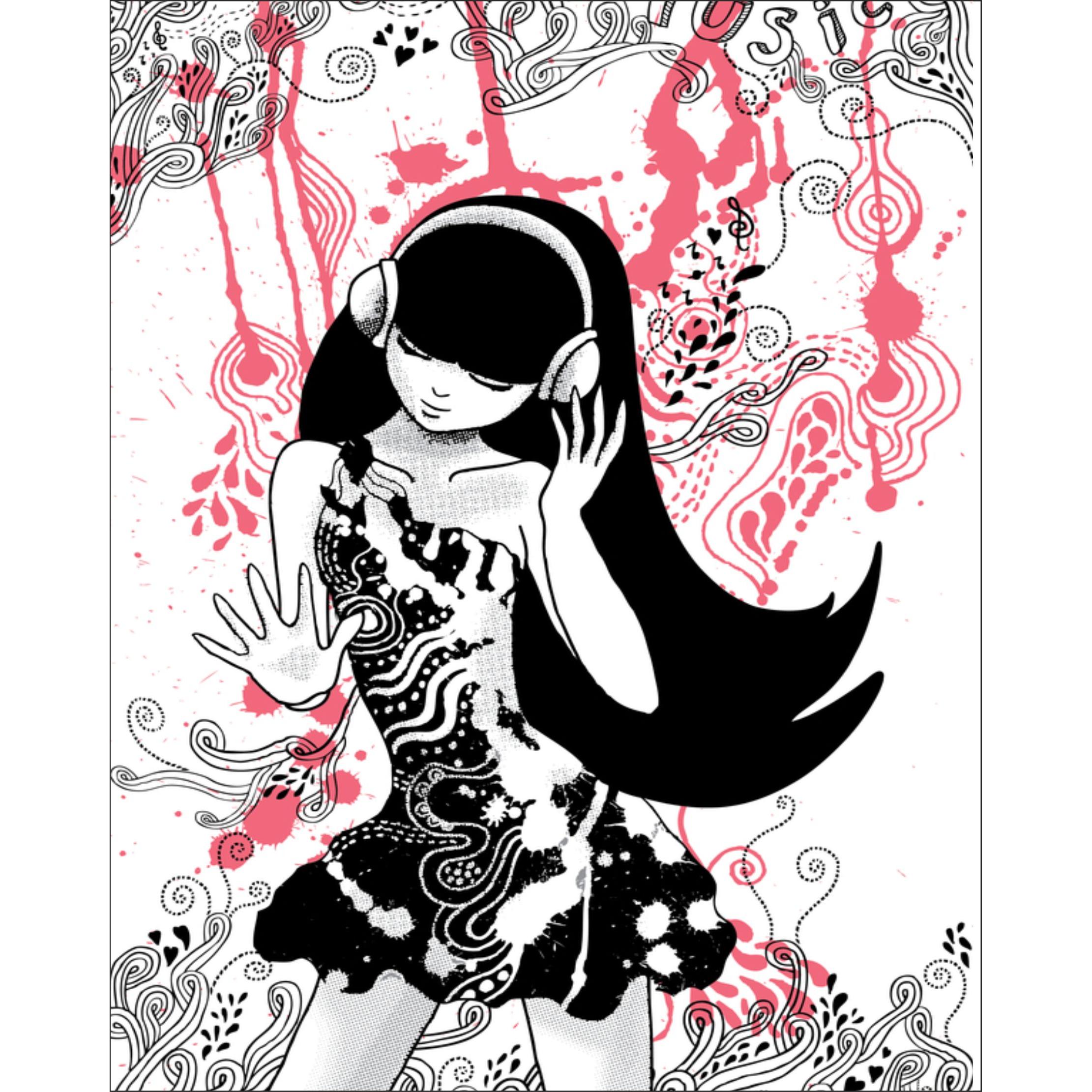 Estores Iroa – Estor Enrollable Juvenil “Music Girl 005” para Chicas – Tejido Translúcido Premium, Diseño Anime Pop Hecho a Mano en España