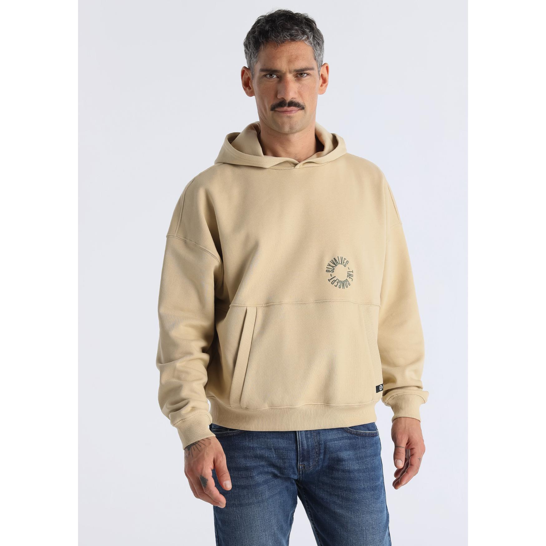 SIX VALVES - Sudadera con capucha corte bolsillo grafica en la espalda