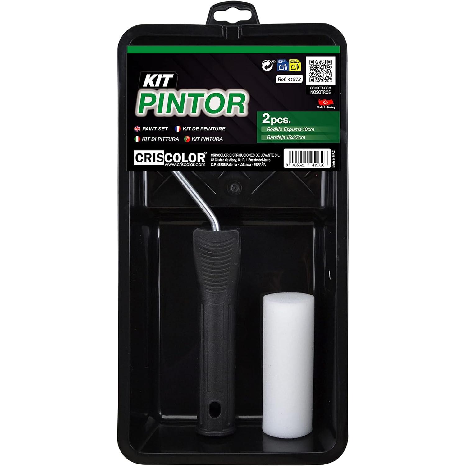 C.A | Kit de Pintura | Rodillo de Espuma + Bandeja Negra | Uso Profesional y Hogar