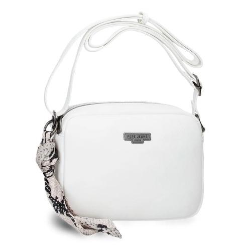 Bandolera Mediana de Mujer - Pepe Jeans Margaret 7385541 Blanco - Bolsillo Trasero - 21 x 15 x 6 cm - Nueva Colección Primavera/Verano 26 -