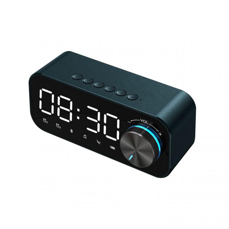 TK Reloj Deertador con Radio Digital, Altavoz Bluetooth y Pantalla LED de Hora y Alarma, con Superficie de Eejo para Escritorio