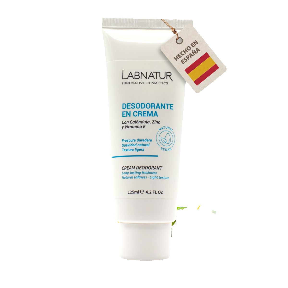 Labnatur Desodorante Natural en Crema 125 ml | Sin Aluminio ni Alcohol | Con Caléndula, Zinc y Vitamina E | Vegano | Piel Sensible | Textura Ligera, Rápida Absorción y Aroma Suave Duradero