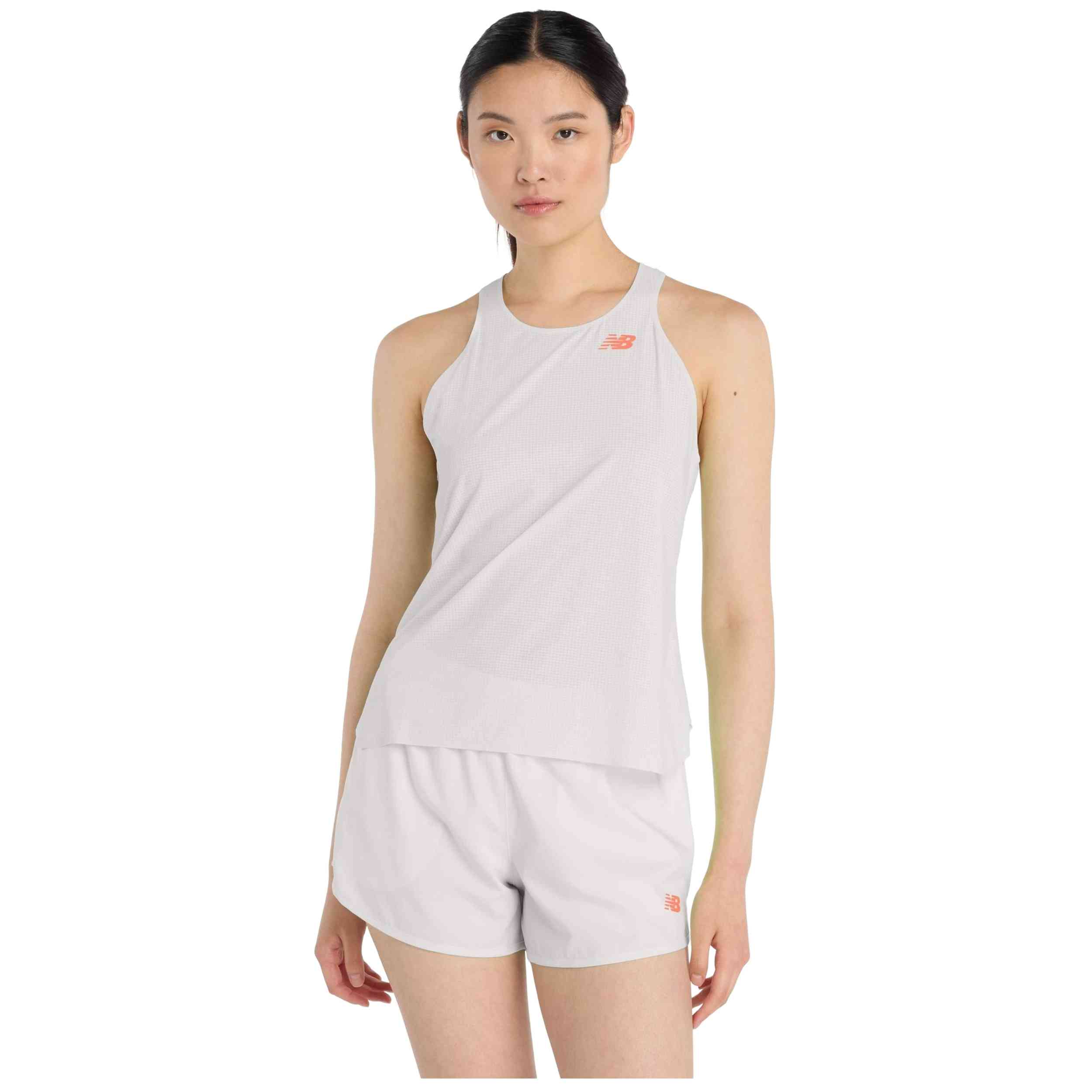 Camiseta De Manga Corta New Balance modelo Camiseta New Balance Race Day Ultra Light Singlet tirantes gris claro mujer para Mujer en color Blanco