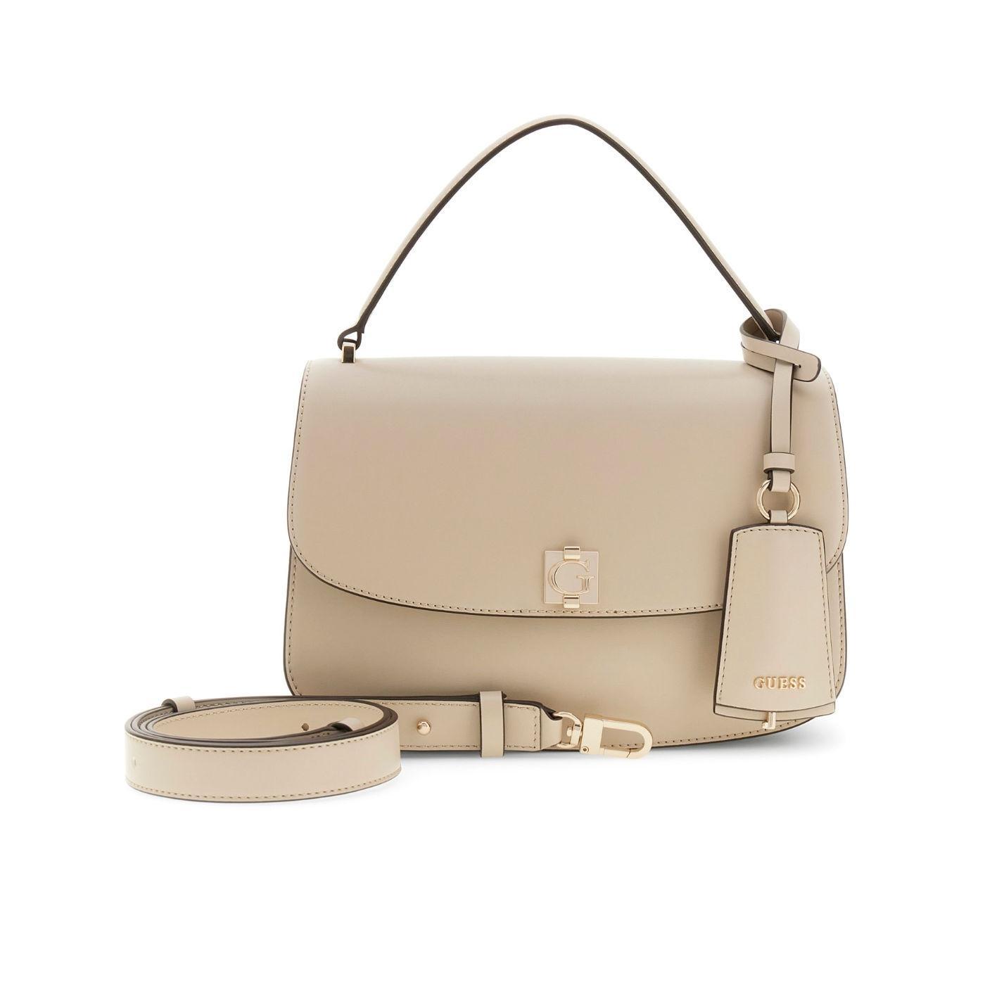 Bolso bandolera Guess Audrey beige con llavero para mujer