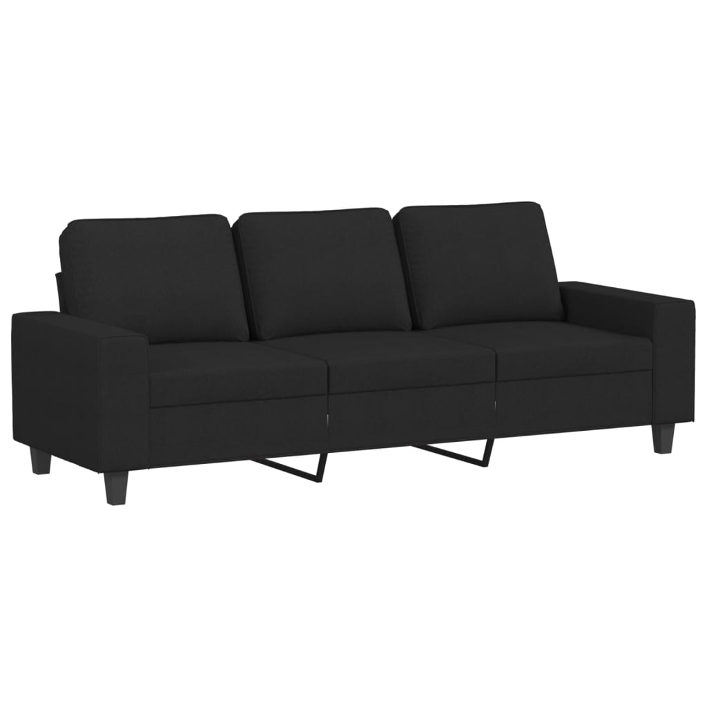 vidaXL Sofá de 3 plazas de tela negro 180 cm