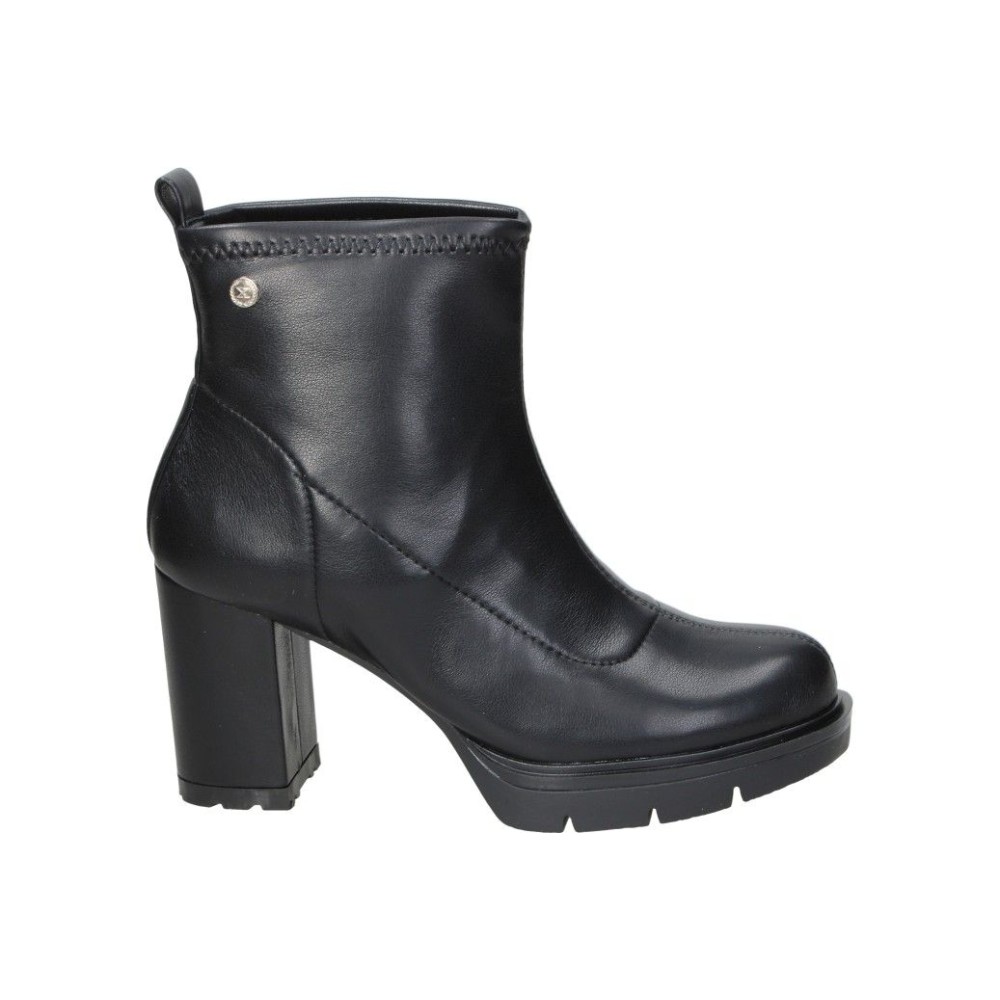 XTI | Botines de Tacón XTI para Mujer – Botines con Tacón en Color Negro – Botín con Cremallera Lateral – Tacón Muy Alto y Cómodo – Con Plataforma – Combinables – Polipiel – Moda – Modelo 144735
