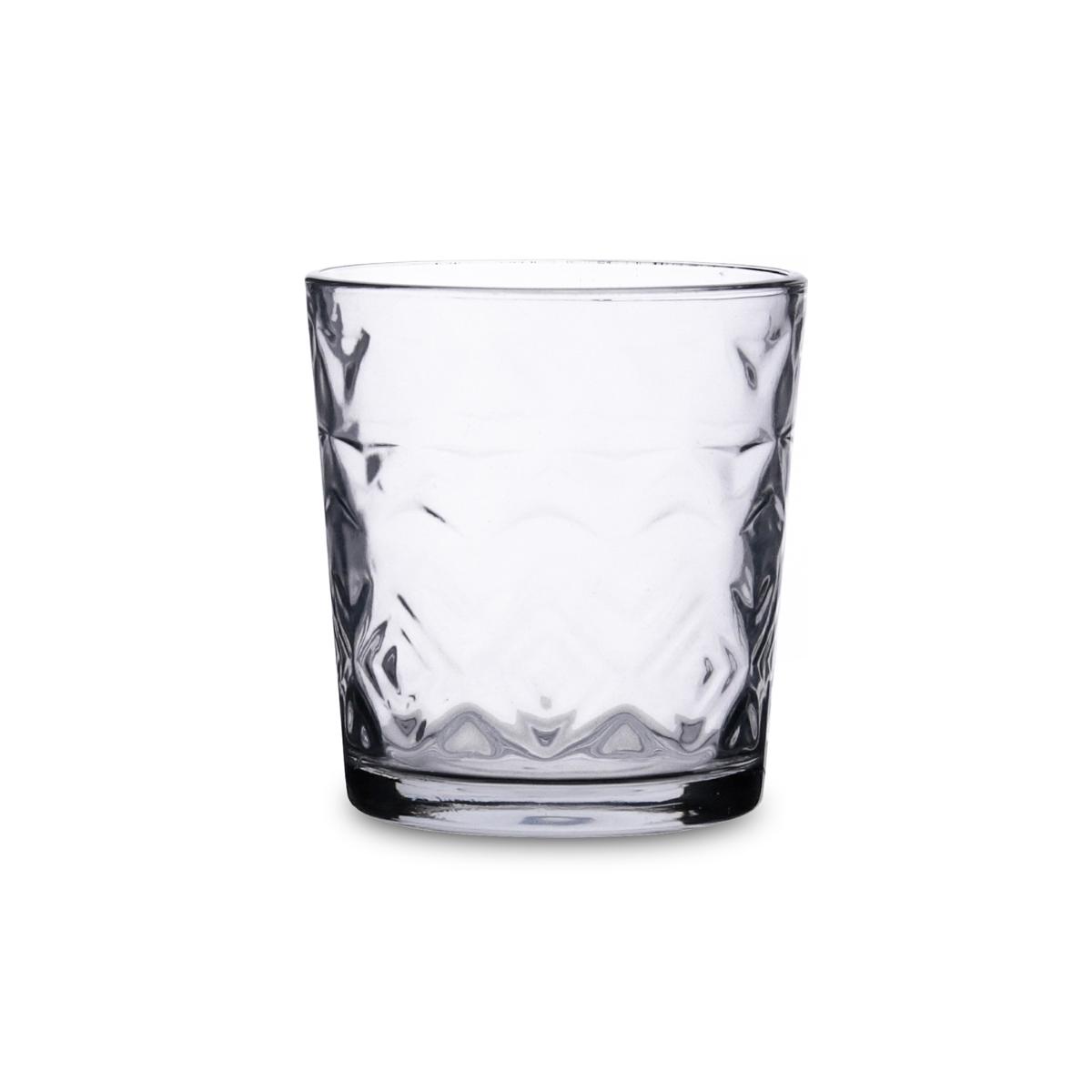 QUID ROMBOS Set 6 Vasos Bajos Vidrio 26CL Transparente Brillo Fácil de limpiar Ecológico