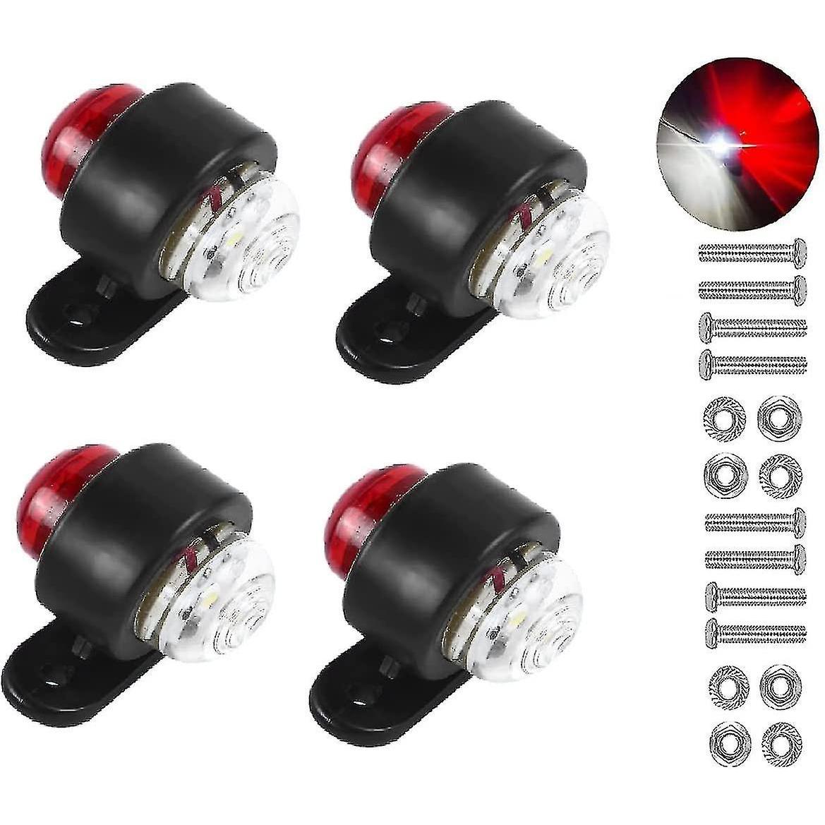 TK Paquete de 4 Luces Laterales LED, 12-24V Blanco Rojo Doble Cara Lámpara de Advertencia, Luces de Estacionamiento de Remolque de Camión-gt