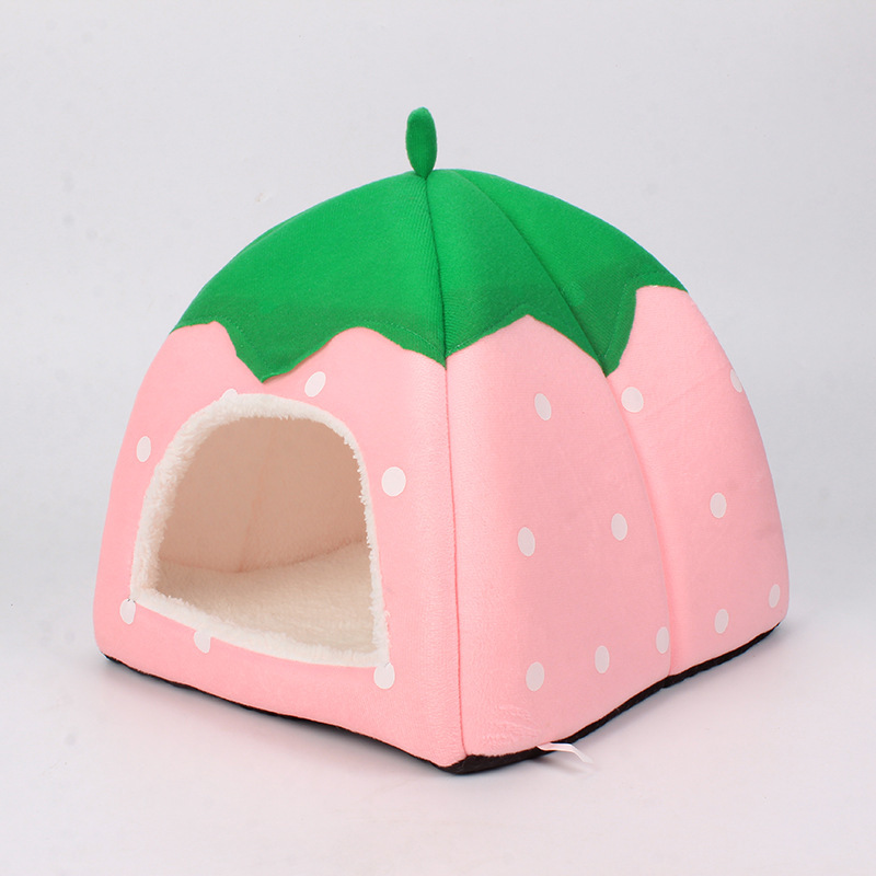 Cama para Gatos y Perros en Forma de Fresa - Mueble para Mascotas Pequeñas (Caniche, Pomerania, Bichón) para Interior Todas las Estaciones