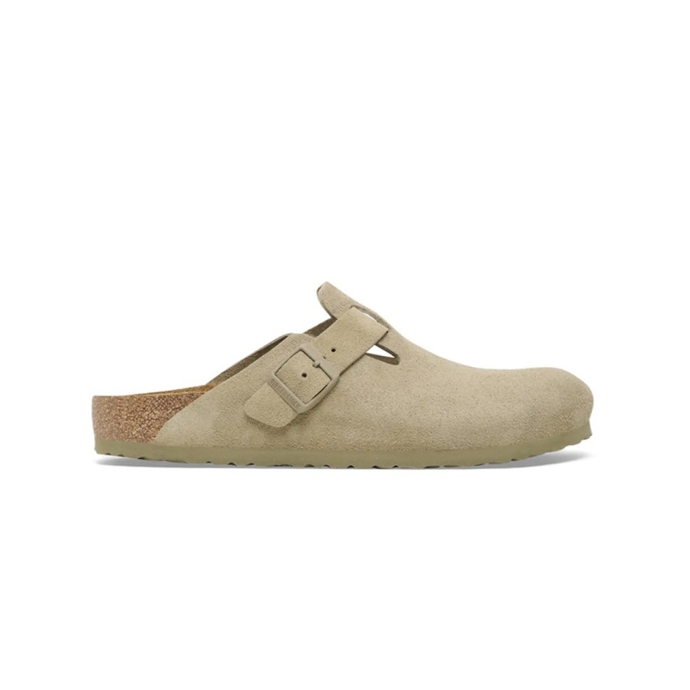 Birkenstock - Zuecos Boston hombre sin cordones en cuero beige, ergonómicos y ligeros para primavera y verano, estilo atemporal y fácil combinación