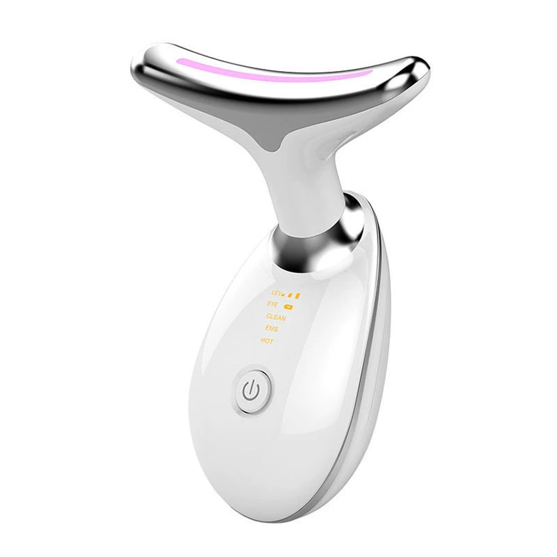 Dispositivo de belleza, masajeador de rostro y cuello, terapia de luz roja para rostro y cuello, barra de contorno facial de 3 colores, herramientas para el cuidado de la piel del rostro en el hogar