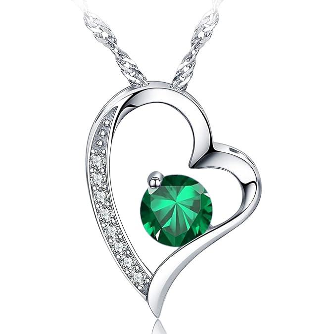 Collar con colgante de amor para mujer, revestimiento S925, joyería con piedra natal 5A, regalo para mamá y amante