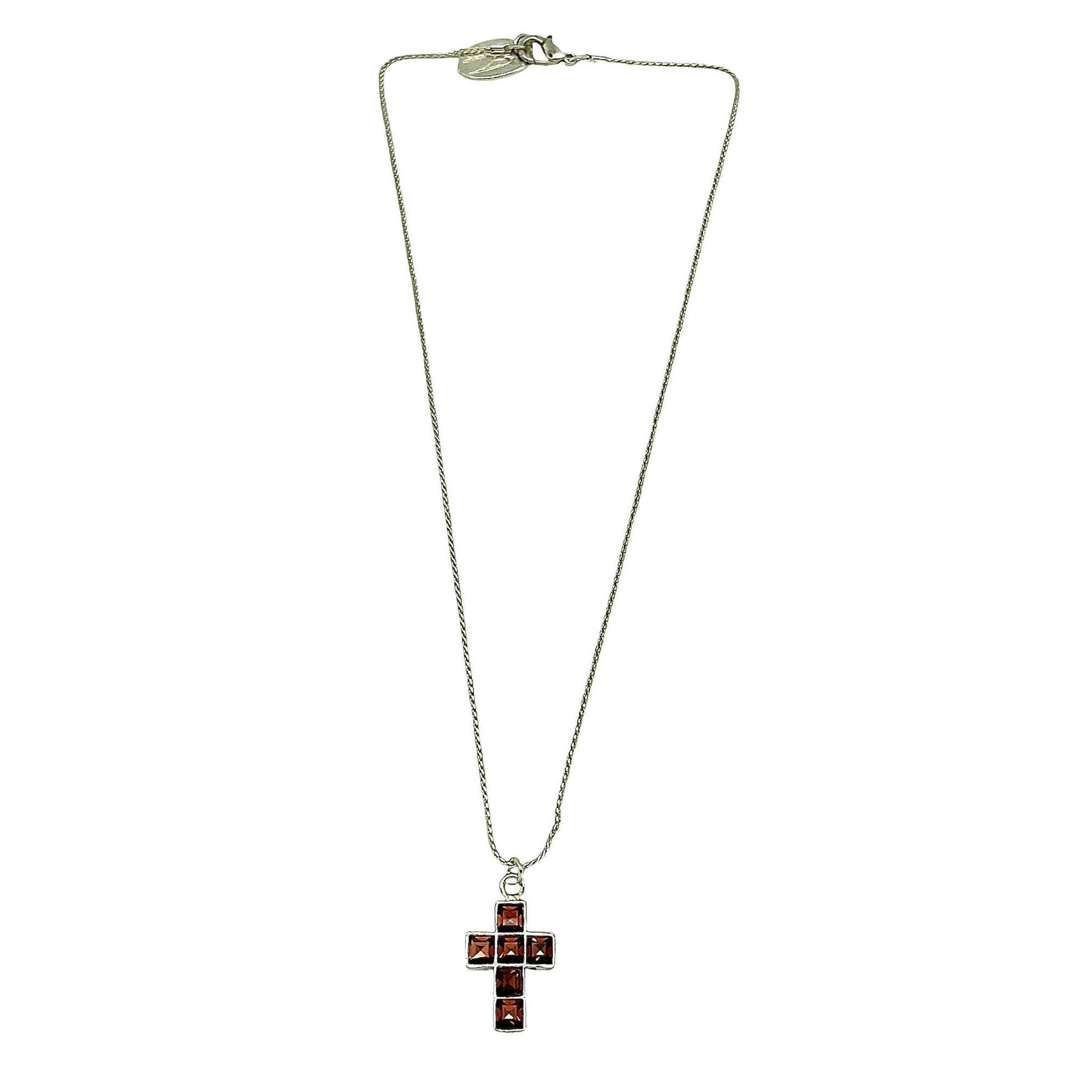 Collar Cruz2 en marrón y plata