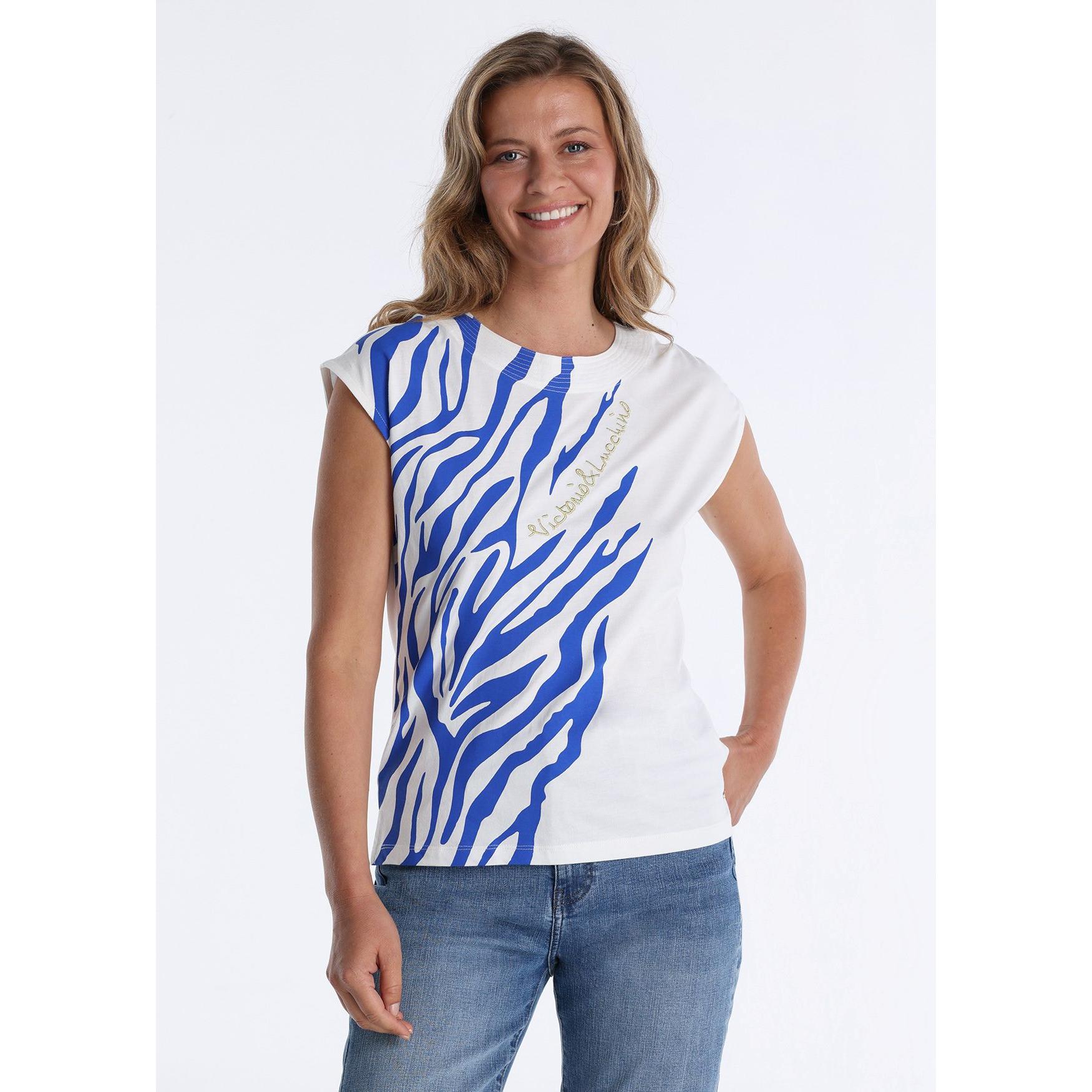 Victorio & Lucchino - Camiseta en Mezcla de Modal con Micro Estampado Cebra