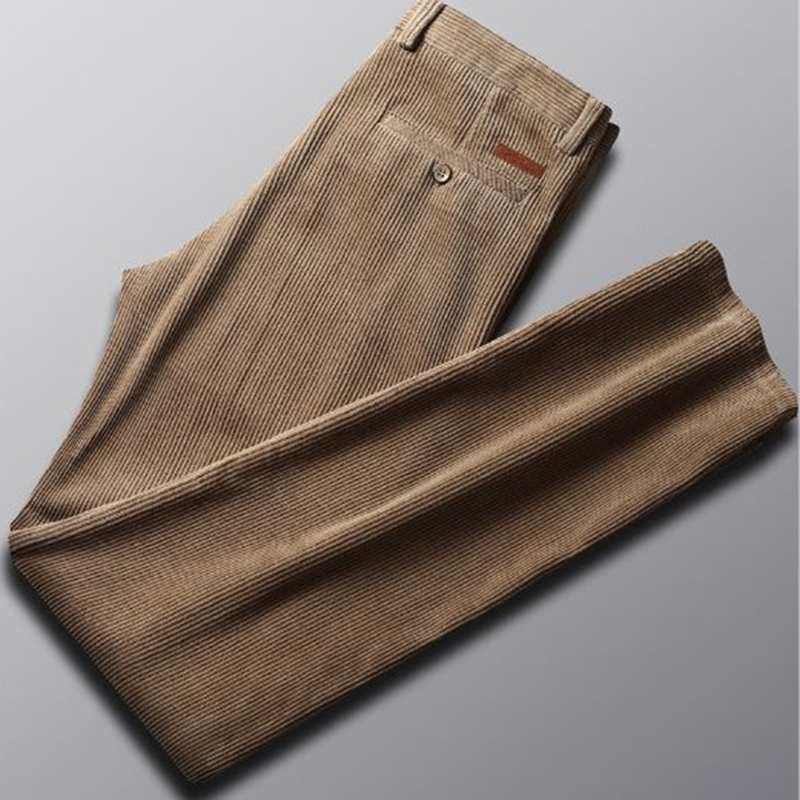 TK Pantalones Casuales Para Hombre De Terciopelo Corduroy Corte Recto Estilo Coreano Marcas Dad Y Business Talla Media Con Cierre De Cremallera