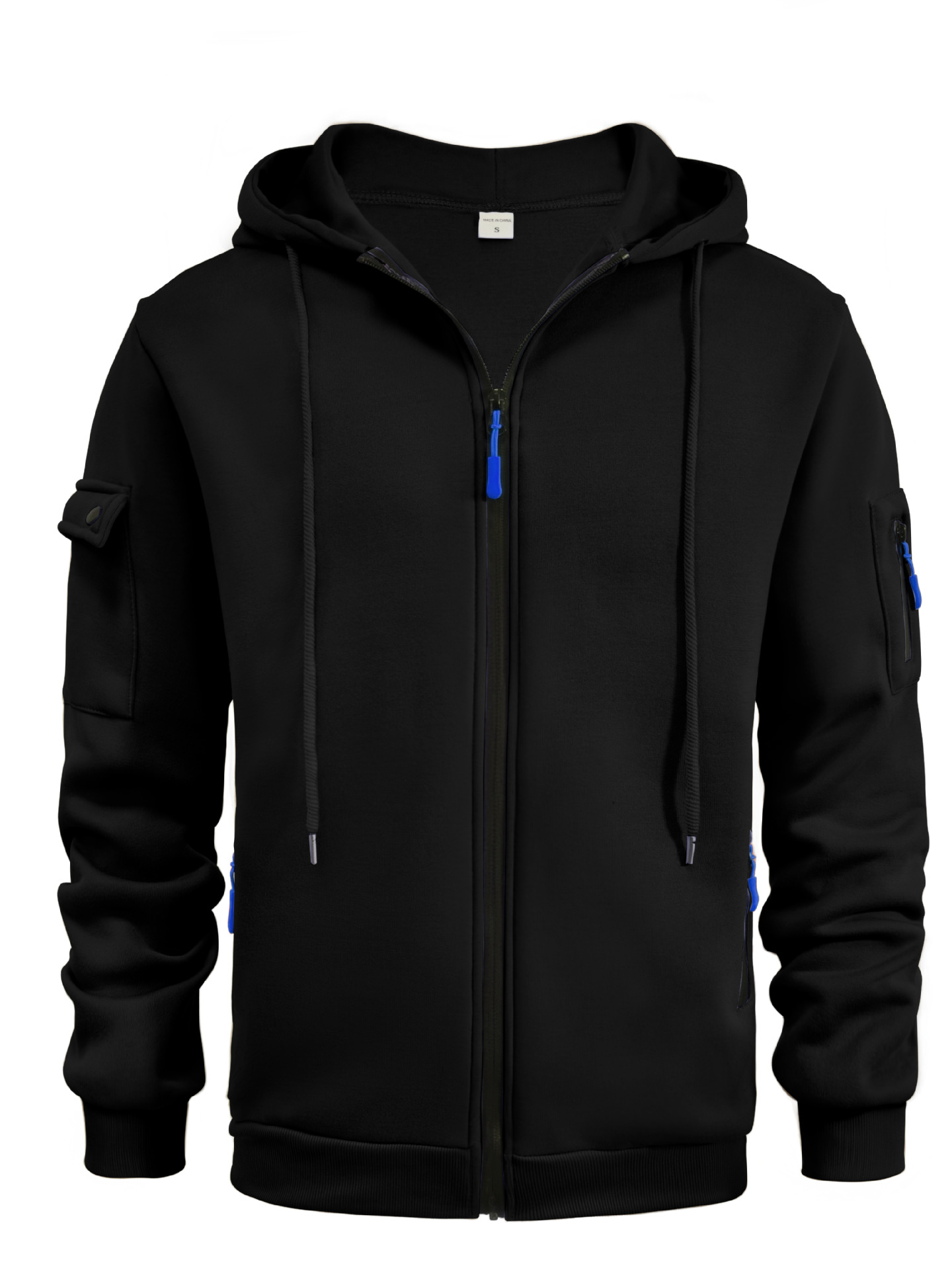 OmHO Sudadera con capucha y cremallera para hombre, chaqueta deportiva informal de talla grande, para otoño e invierno