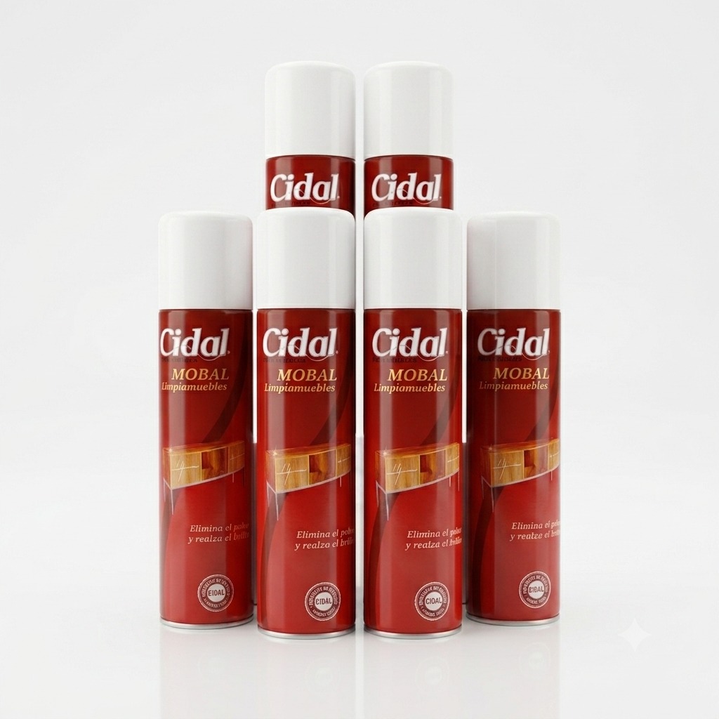 Limpiamuebles Cidal 6 unidades  Spray - Limpieza y brillo instantáneo para muebles y superficies de madera
