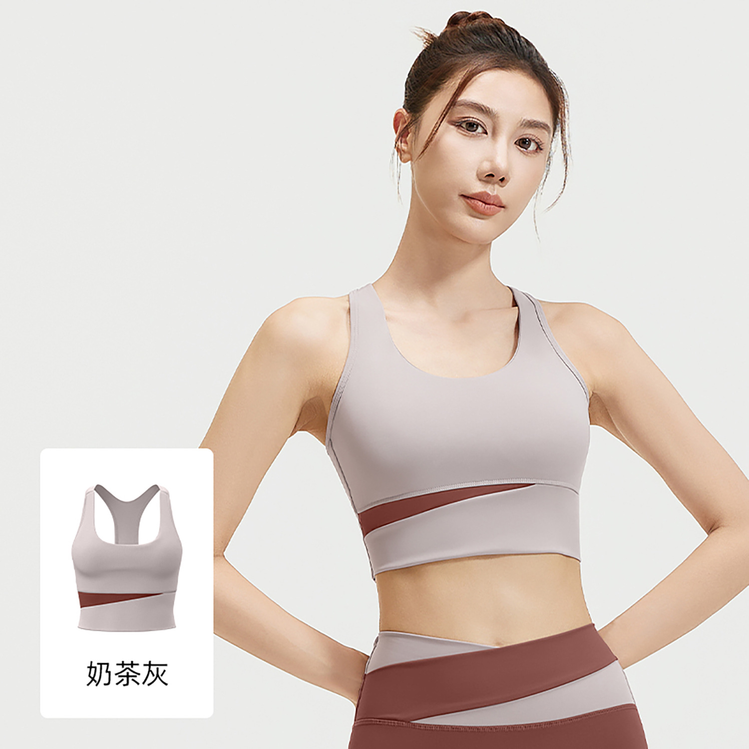 TK Sujetador deportivo con empalme para mujer, de alta resistencia, a prueba de golpes, fruncido, para fitness, para correr, yoga, color piel