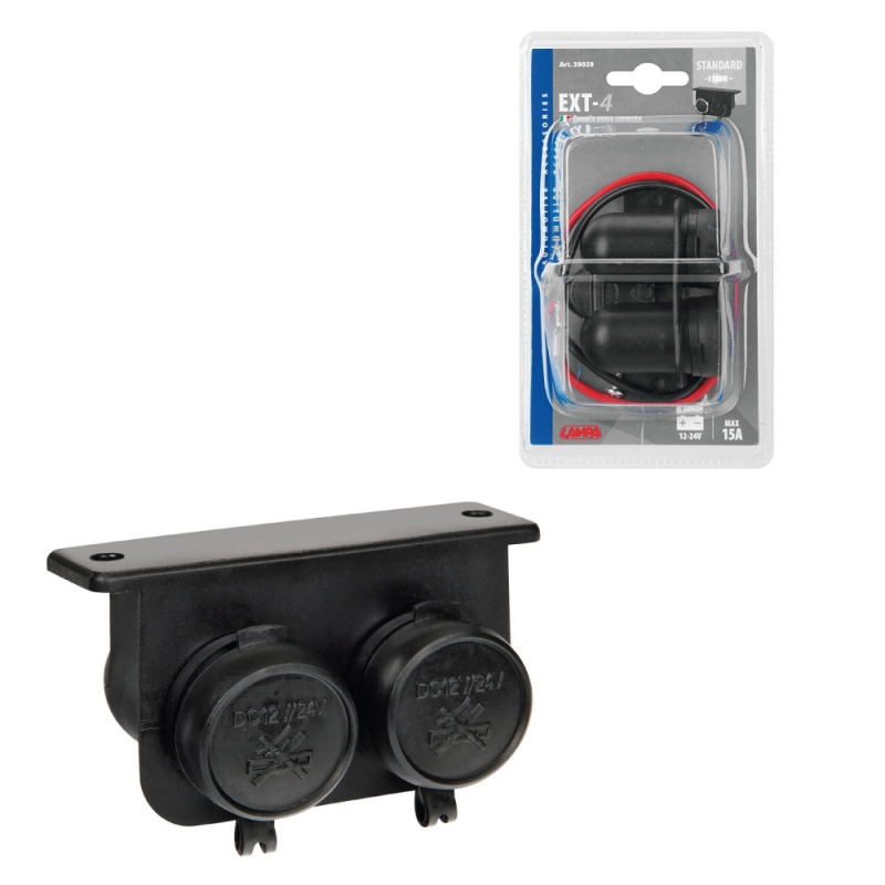 Waterproof 2 outlet cigarette lighter plug 12/24v lam39029