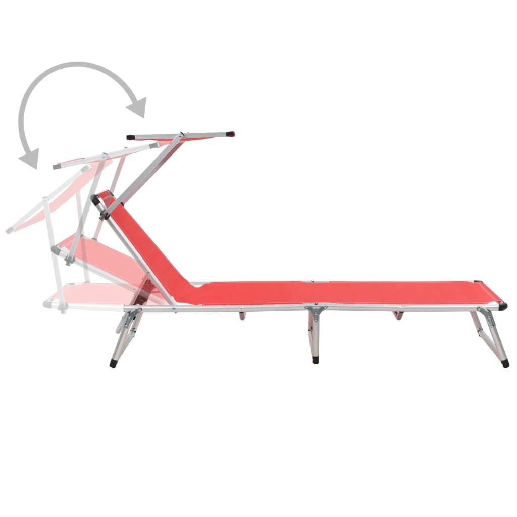Vidaxl Tumbona Plegable con Techo de Aluminio y Textileno Azul - Ideal para Exterior