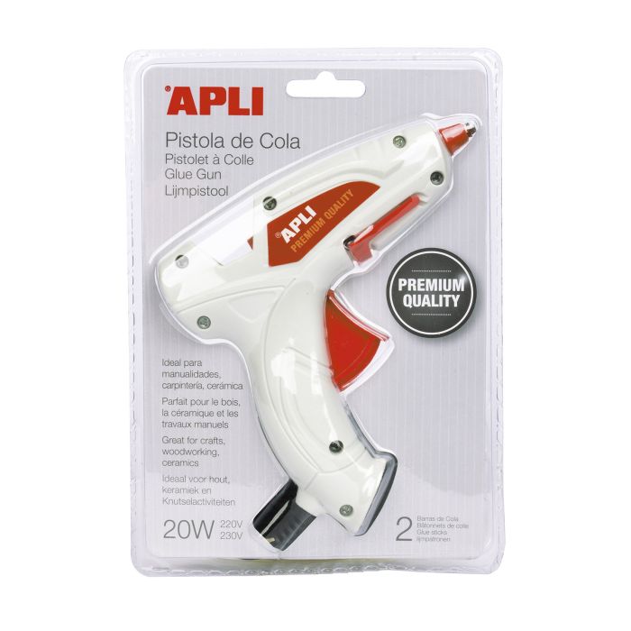 Pistola de Silicona APLI 20W Premium con 2 Barras de Silicona Incluidas para Manualidades y Reparaciones – Alta Calidad y Durabilidad