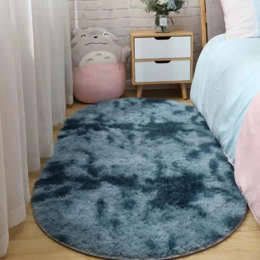 TK VIKAMA Alfombra De Silla De Seda Longa Teñida Nórdica Para Dormitorio Y Sala De Estar Alfombra Oval Sencilla Y Moderna Antideslizante Y Resistente Al Desvanecimiento Para Adultos