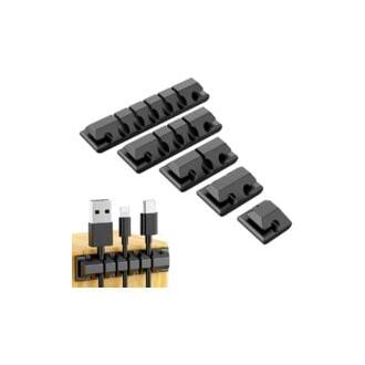 CA Organizador de cables de escritorio Sollbry con clip para cables, paquete de 5, gestión de cables, organizador de cables para cargadores USB, cables de mouse, cables de auriculares, cables de computadora, etc.