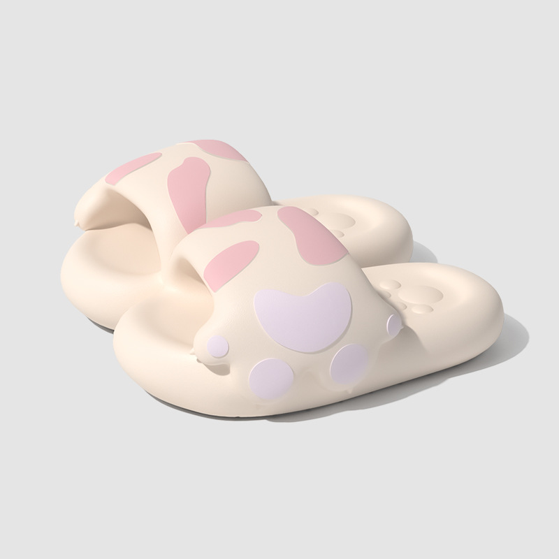 CA Lindas pantuflas con garra de gato para mujer, para interior del hogar, con suela gruesa, para baño, antideslizantes, estilo padre-hijo.