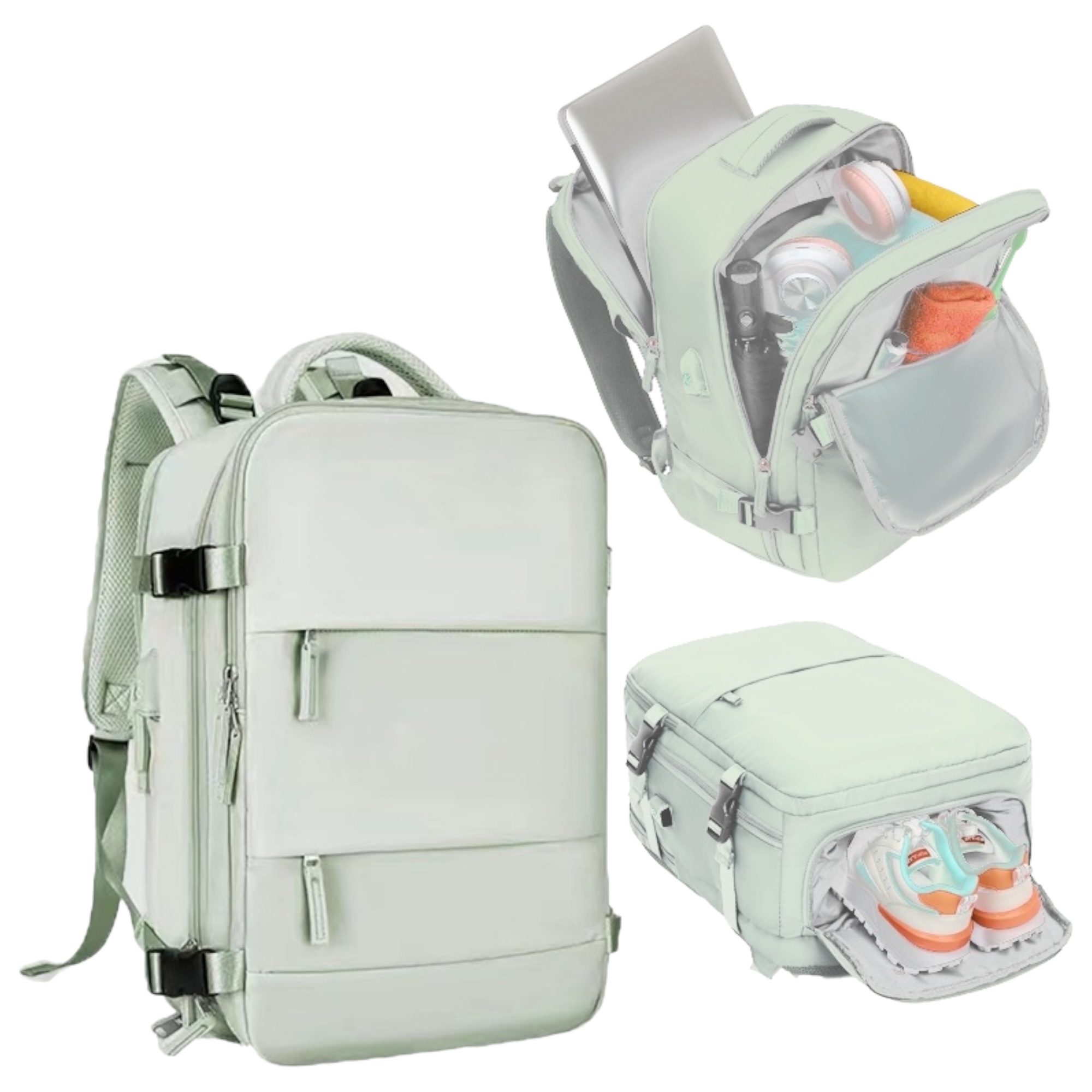 Mochila de Viaje para Cabina de Avión 45x36x20 para Vueling, EasyJet, Ryanair Equipaje de Mano Impermeable y Espaciosa con Compartimento para Zapatos y Puerto USB Mochila Antirrobo Multifuncional para Viajes y Escapada (2210-002 1288 2350 H24)