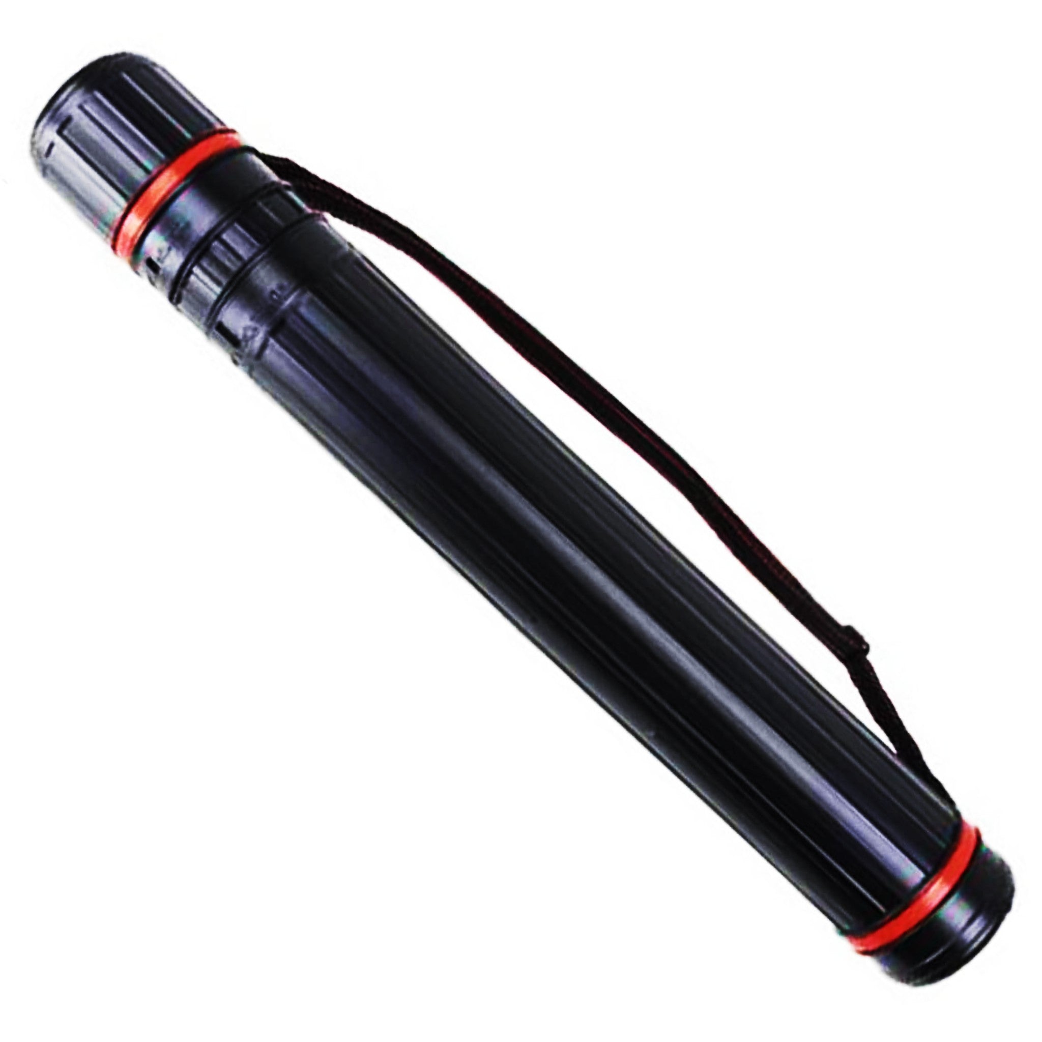 BricoLoco.com Tubo portaplanos extensible |Portadocumentos telescópico hombre o mujer de 50-103 x ø8 cm | Tubo para póster con correa, contenedor de plástico negro cilíndrico portaplanos