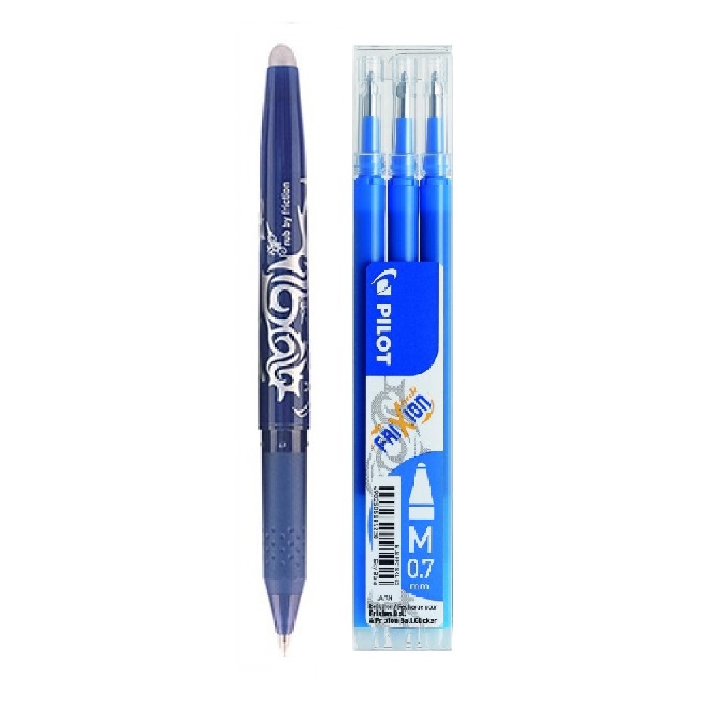 Pilot Frixion - Bolígrafo borrable por fricción de 0.7 mm, tinta que desaparece y permite borrar y escribir múltiples veces. No mancha ni daña el papel. Con grip antifatiga. Recambio disponible.