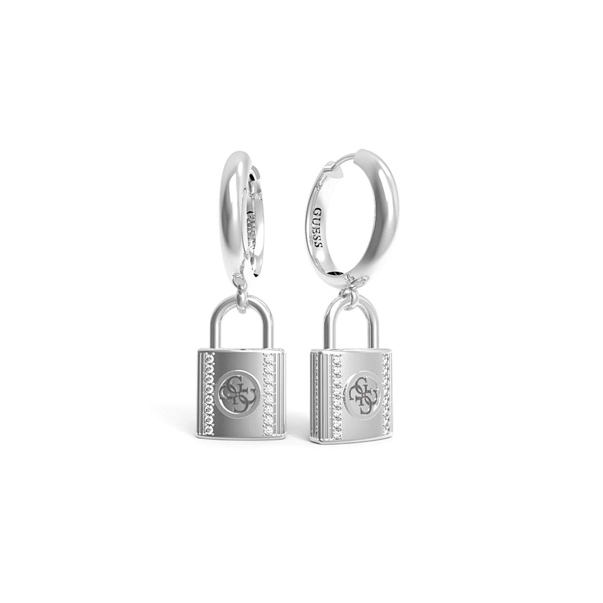Pendientes Guess mujer Keep Me Close JUBE01095JWRHT-U aros acero inoxidable candando logo