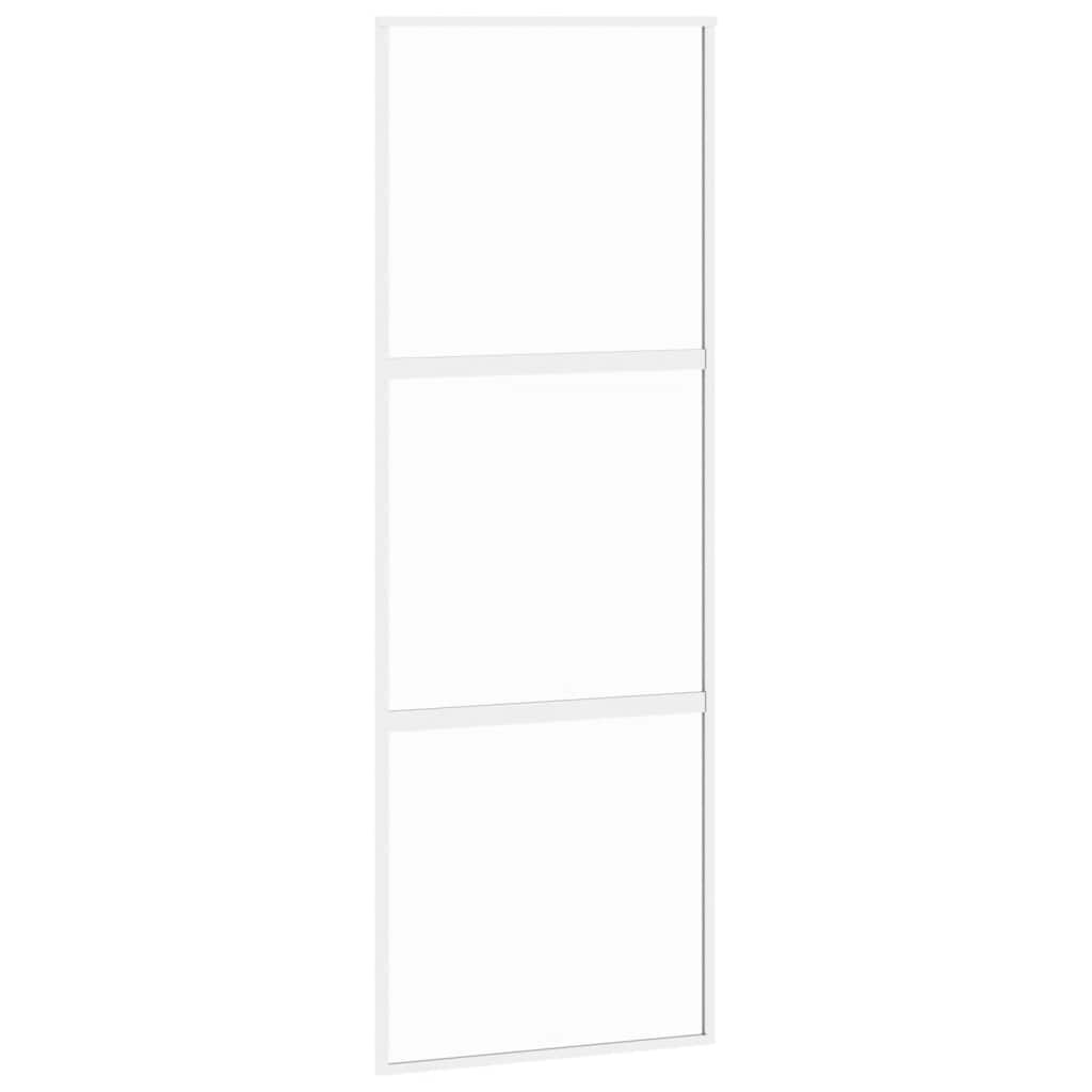 vidaXL Puerta corredera vidrio templado y aluminio blanca 76x205 cm
